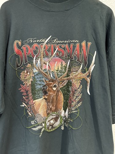 VINTAGE Buck Shirt Erwachsene Größe XL grün nordamerikanischer Sportler T-Shirt 90er - Bild 4 von 8