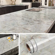 Livelynine 36 Inch Wide Marble Contact Paper for Countertops Waterproof Glossy