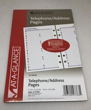 At-A-Glance #47763 Telephone/Address Pages, fits 3 & 7 ring 5 1/2 x 8 1/2 -32 pg