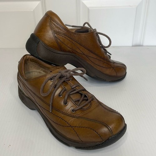 Dansko Kip Leather Professional Oxford Shoes Women Sz EU 40 US 10 Brown Lace Up