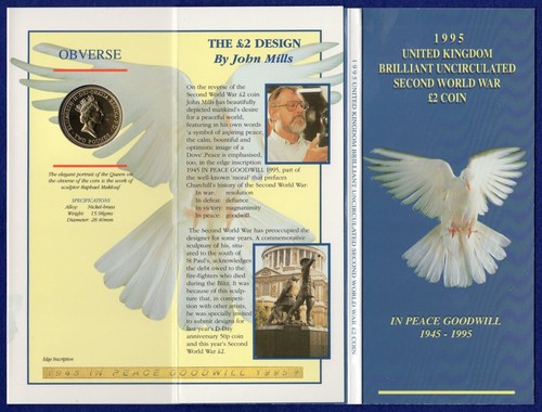 Royal Mint GB 1995 BU £2 Coin Pack, Dove of Peace Two Pound, WW2 (Ref. t7248) - Picture 5 of 6