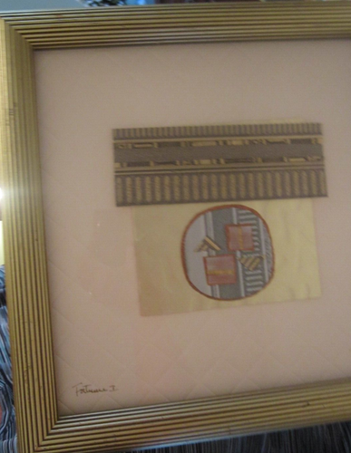 Joy Broe Mixed Media On Board Gold framed art Mid Century Modern - Picture 6 of 10