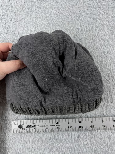 Carter's Beanie Toque Youth 2T-4T Gray Pink Knit Acrylic Poly Lined Hearts Pom - Picture 5 of 8