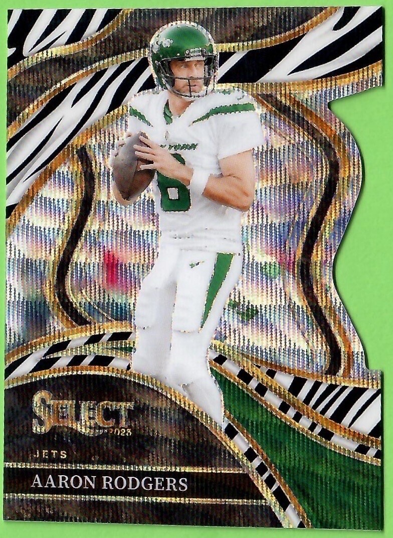 2023 Panini Select Club Level Aaron Rodgers Zebra Prizm SSP #300 Jets