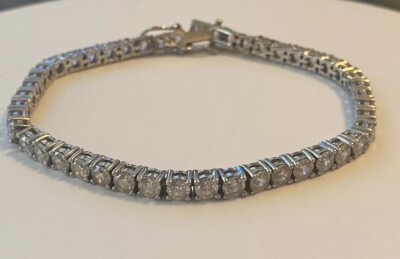 Sterling Silver CZ Stone Tennis Bracelet 8.5” Length #506