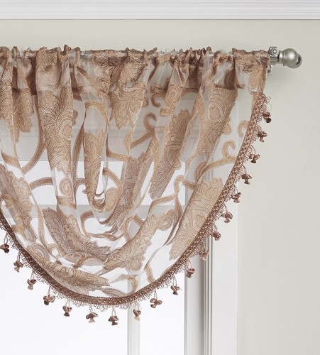 Regal Milawi Scroll Sheer Window Curtain Waterfall Valance - Assorted Colors - 第 2/18 張圖片