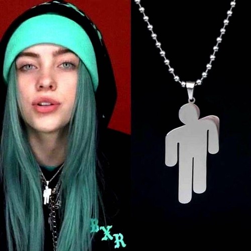 Billie Eilish Logo Stainless Steel Silver Metal Necklace Pendant Souvenir Gift - Picture 2 of 2