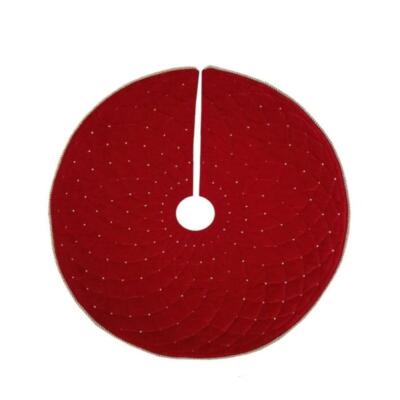24'' Red with Gold Accent Quilted Pattern Christmas Tree Skirt