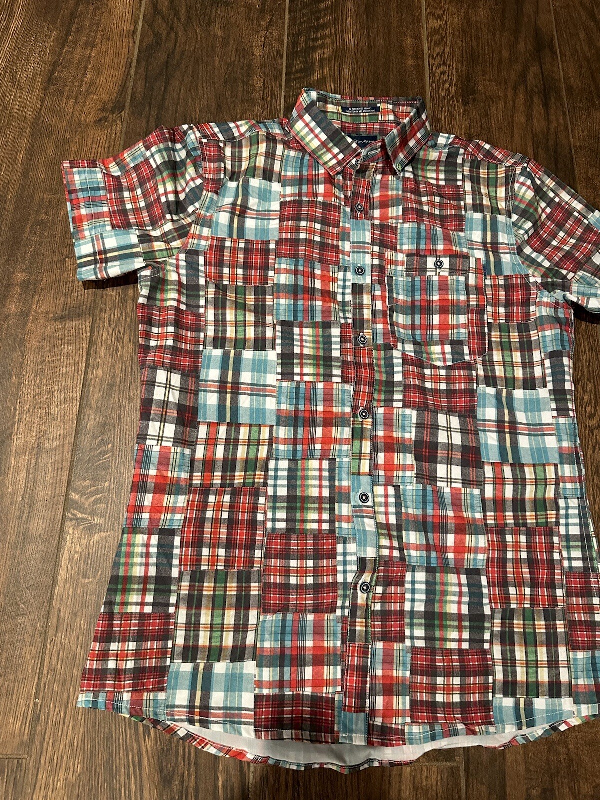 WILLIAM MURRAY Mens Small Patchwork Plaid Button … - image 3