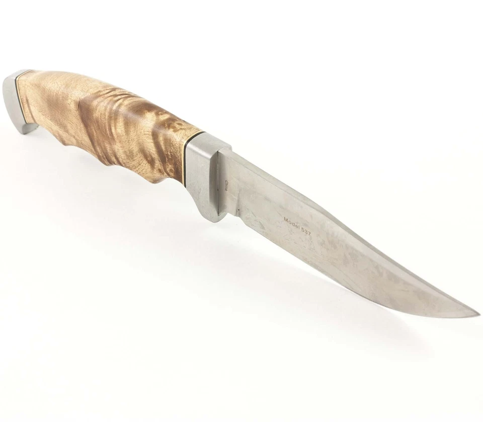 Cuchillo de caza de hoja fija con asas de madera Browning Burl BR537 vaina cazador Foto 2 de 2