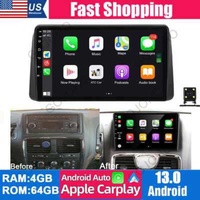 4+64GB Car Radio Stereo CarPlay Android 13 GPS For 2011-2020 Dodge Grand Caravan