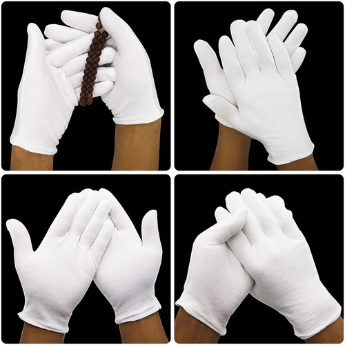 1 Pair White Cotton Soft Gloves Men Women Work Gloves Mittens Waiters Gloves - Picture 6 of 22
