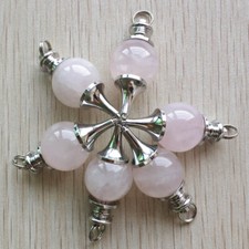 Natural 12pcs Rose Quartz Stone Pendulum Circular Cone Pendant Bead for Jewelry