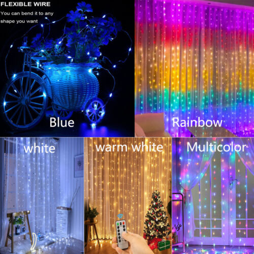 LED Curtain String Light For Wall Window Hanging Wedding Christmas Fairy Lights - Picture 1 of 17