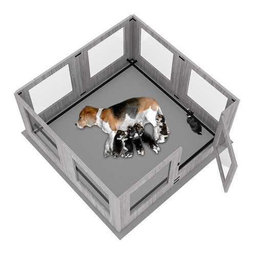 Large Tempered Glass Pet Dog Whelping Playpen Prevent Escape Enclosure Crate Box - Picture 11 of 18