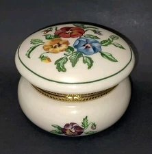PartyLite Pansy Floral Ceramic Keepsake Tealight / Trinket Holder -  P7187