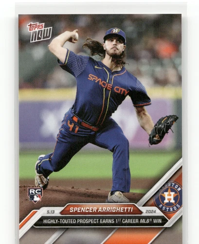 SPENCER ARRIGHETTI Rookie 1st Win 2024 Topps Now #187, PR: 505 Houston Astros RC - Picture 1 of 4