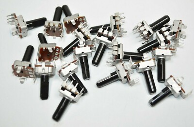 Lot of 20 Song Huei 12mm 100K Rotary J-Taper Potentiometers w/ F-Type Shaft