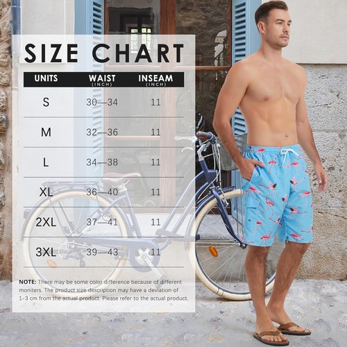 Mens Swim Trunks Shorts Swimwear Bathing Quick Dry 11 Inch with Mesh Lining - Picture 14 of 33