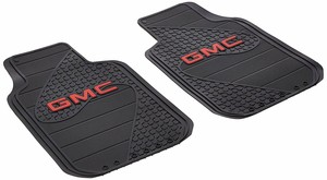 Details About 2 Front Gmc Logo Floor Mats Rubber All Weather Factory Liners Black Red