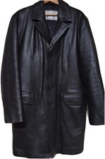VALI LEATHER WEAR~ LONDRA GIACCA LUNGA CLASSICA NERA VERA PELLE L