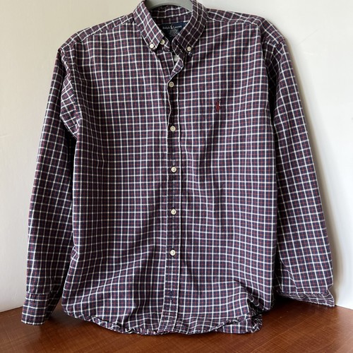 Polo Ralph Lauren Boys Long Sleeve Button Down Plaid Dress Shirt Large 14-16