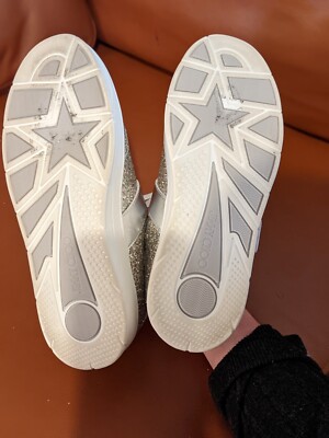 New $725 Jimmy Choo Glitter Sneakers Osaka lace up size 39