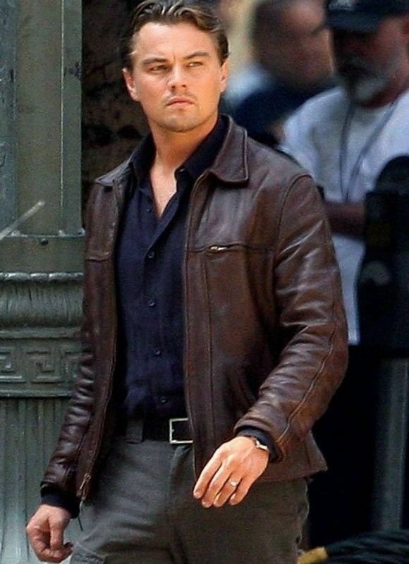 Inception Cobb DiCaprio Vintage Genuine Real Leather Brown Mens