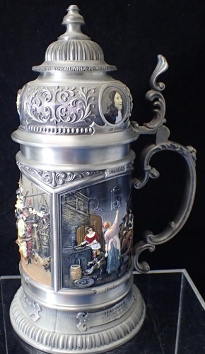 EDJ25 Stunning German WMF Pewter Stein Hand-Painted Signed Old Dutch Masters - Picture 4 of 22
