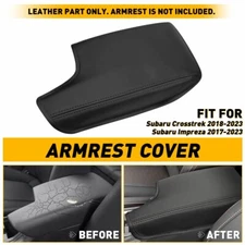 Center Console Lid Armrest Cover Leather for Subaru Impreza 2017-2022 Black