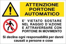 M-ITALY CARTELLO SEGNALETICO - ATTENZIONE PORTONE AUTOMATICO - Segnale