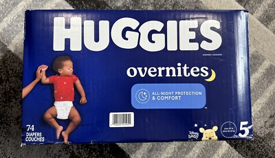 Huggies Overnites Night time Baby Diapers Size 5 Count 74ct