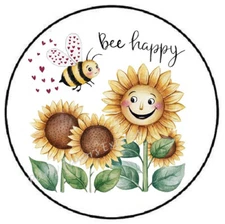 BEE HAPPY SUNFLOWER ENVELOPE SEALS LABELS STICKERS PARTY FAVOR