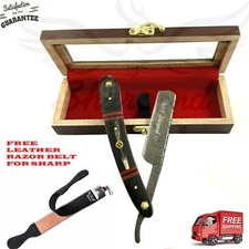 Damascus Steel Straight Razor Cut Throat Barber Salon Shaving Razor Vintage Horn