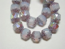 15 Beautiful Lilac Opal AB Cathedral Czech Glass 8mm beads