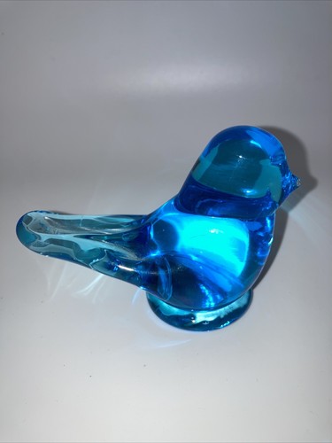 Vintage Signed RON RAY 1992 Glass Blue Bird of Happiness - Picture 5 of 8