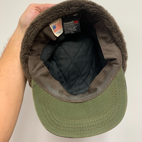 VTG INSULATED Cabelas Woodland Army Camo LARGE EAR FLAP Hat Cap USA hunting L - Picture 10 of 11