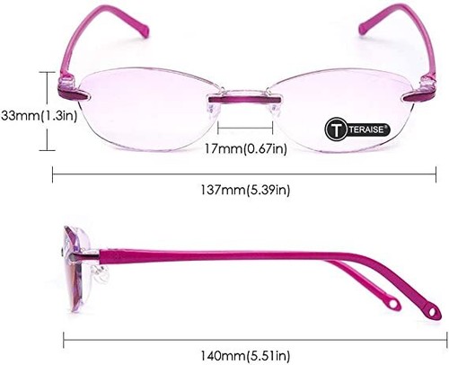 2 piezas Gafas de Lectura sin montura Moda Diseño de Corte de Diamantes Teraise Antifatiga - Imagen 27 de 48