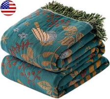 Boho Throw Blanket Bed 100 Cotton Ultra Soft Rustic Quilt Bird Floral Printed