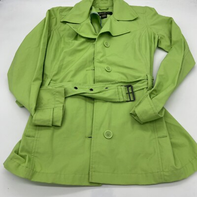 Eddie Bauer Lightweight Trench Rain Coat Button Down Lime Green Women s Small