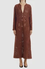 $5200 Valentino Women's Brown Lace Peonies Blanket Maxi Dress Size 44