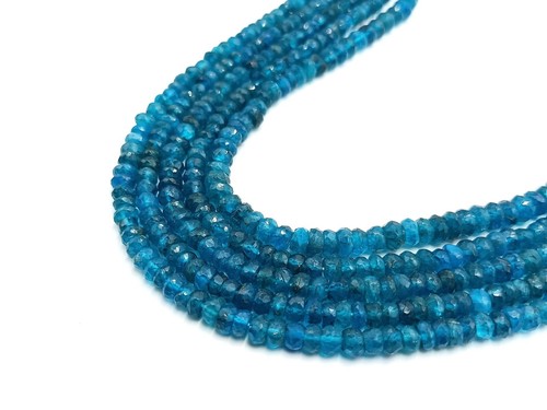 Natural Dark Blue Apatite Faceted Rondelle Bead Loose Gemstone 13 Jewelry Making - Picture 2 of 4
