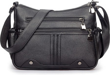 Women Soft PU Leather Shoulder Handbag Multi Pocket Crossbody Bag Ladies Medium