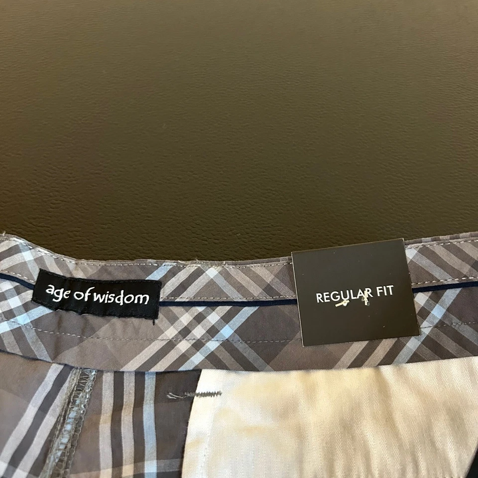 Pantalones Cortos de Carga Age of Wisdom a Cuadros Informales Sueltos Bolsillos Gris Azul Para Hombres 38" Nuevos con Etiquetas Foto 4 de 4