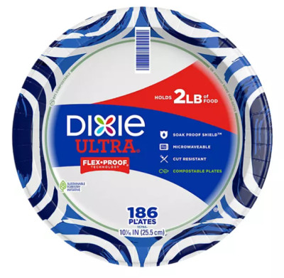 Dixie Ultra Heavyweight Dinner Paper Plates, 10'', 186 ct.