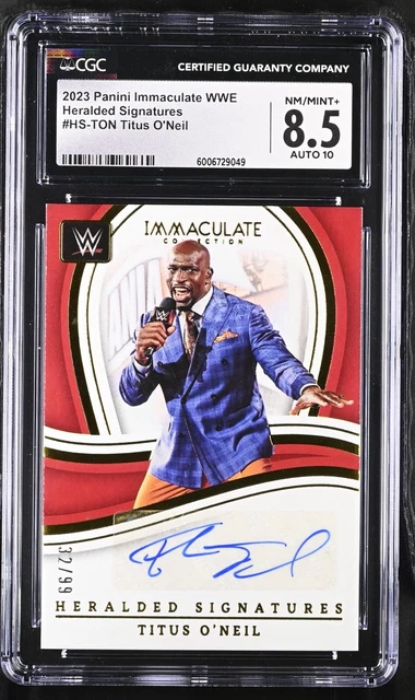 2023 Panini Immaculate WWE TITUS O'NEIL Heralded signatures Auto /99 CGC 8.5