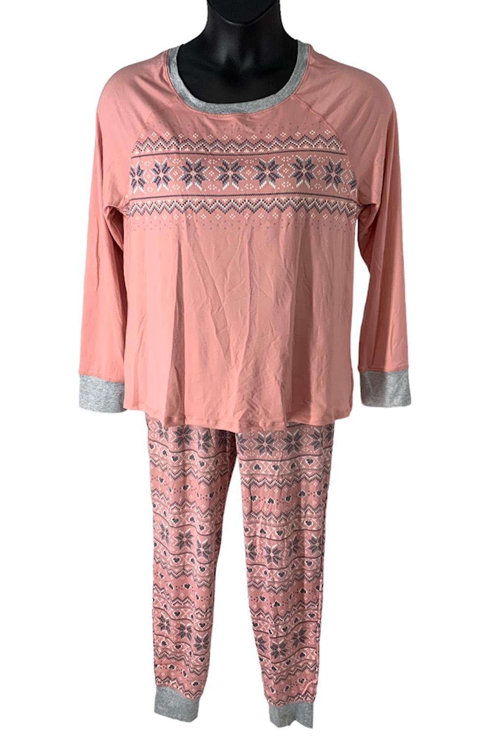 Пижамный комплект Cuddl Duds из уютного Джерси, новые брюки для бега трусцой, Пижамный комплект Pink Fair