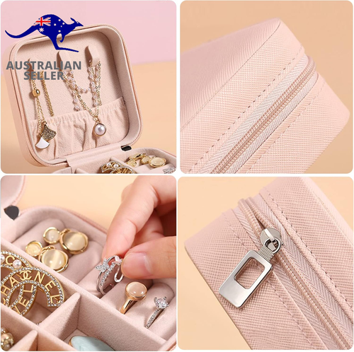T Mini Small Portable Travel Jewelry Organiser Box with Zipper Storage Case for - Picture 5 of 12