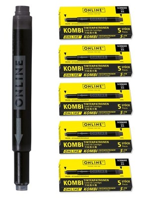25x kompatible LAMY Patronen schwarz, auch für Pelikan, Stabilo etc., Univers...