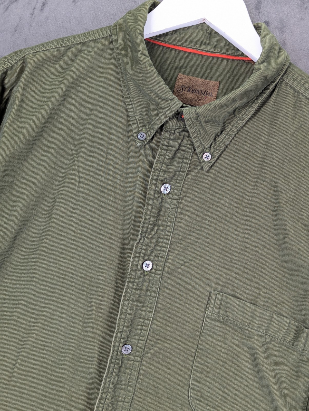 St Johns Bay Corduroy Shirt Men's Size 2XL Green Button Up Long Sleeve Cotton image 2